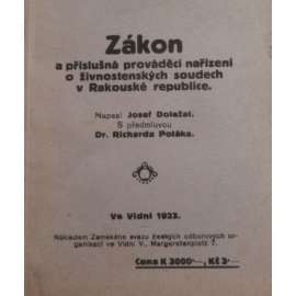 Zákon a příslušná prováděcí nařízení o živnostenských soudech v Rakouské republice (zákon, živnost, Vídeň)